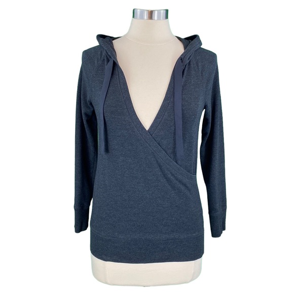 Maurices Dark Gray Faux Wrap Hoodie